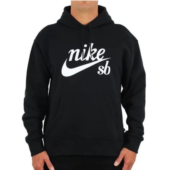 Nike SB Icon Pullover Skateboarding Hoodie Mens Size M Black White CW5615-010 - Picture 1 of 9